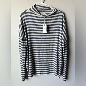 Lucky Brand Navy and White Striped Crewneck Sweater